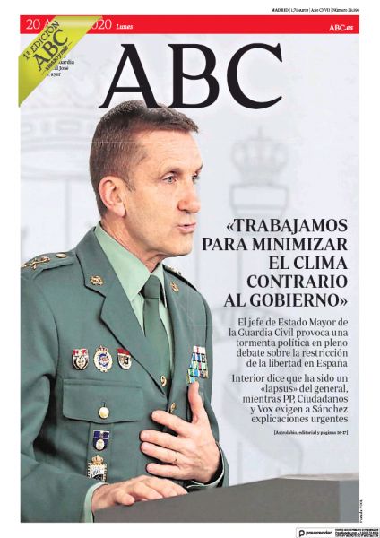 Portadas de la prensa internacional de este lunes 20 de abril de 2020