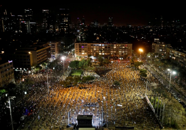 Israel entregó al mundo la primera imagen de cómo luce una manifestación masiva en tiempos de distanciamiento social