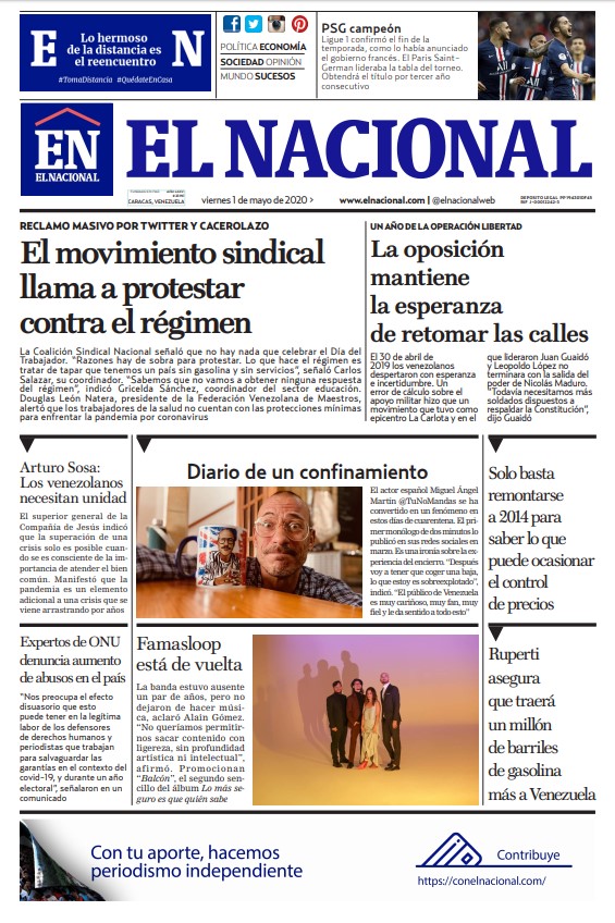 Portadas de este viernes 1 de mayo de 2020