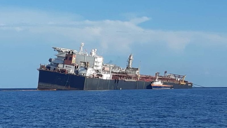 Photo shows FSO Nabarima with severe list off Venezuela