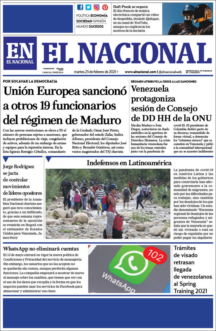 Portadas de este martes 23 de febrero de 2021