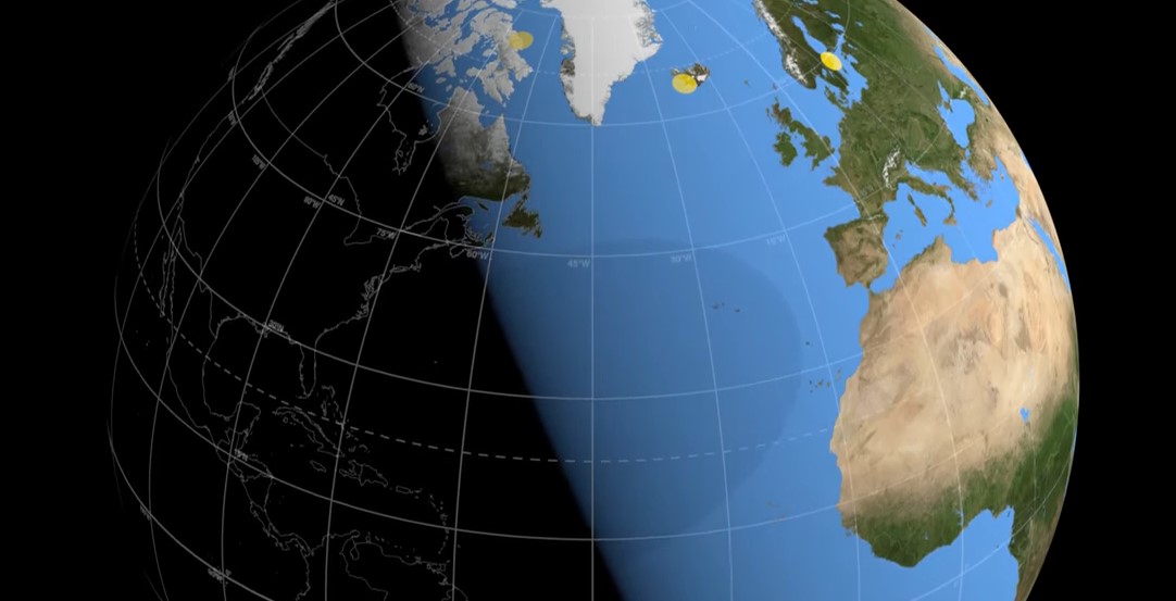 La Nasa publica una visualización del paso por la Tierra del eclipse solar del próximo #10Jun