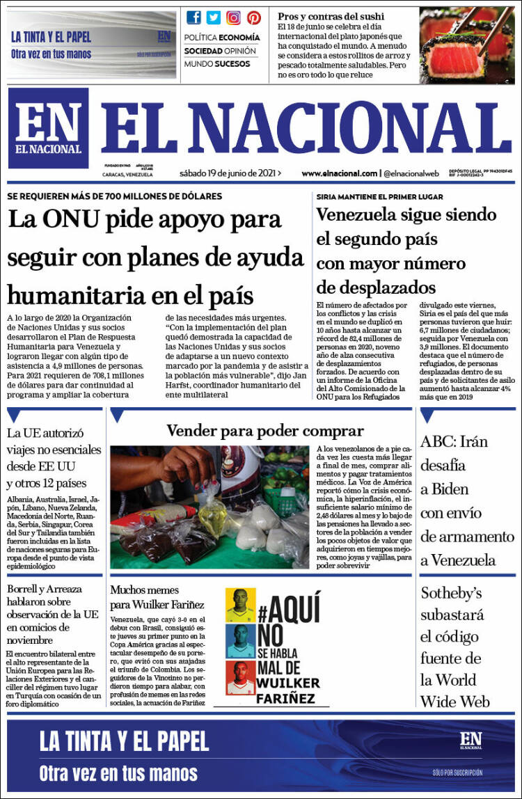 Portadas de este sábado 19 de junio de 2021