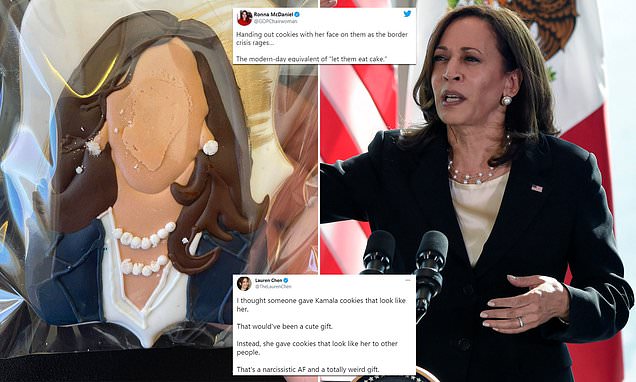 Kamala Harris fue criticada por repartir galletas con su imagen durante su primer viaje al extranjero