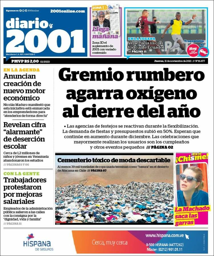 Portadas de este jueves 11 de noviembre de 2021