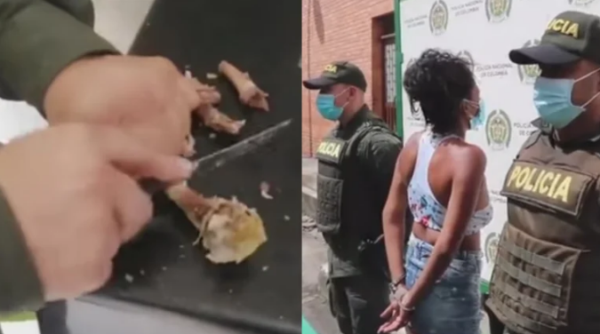 Venezolana intentó camuflar droga en huesos de un pollo asado en Colombia 