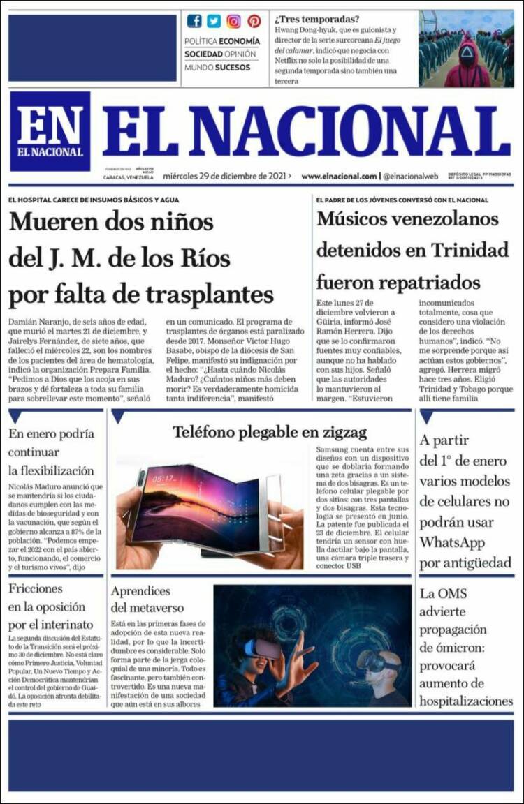 Portadas de este miércoles 29 de diciembre de 2021