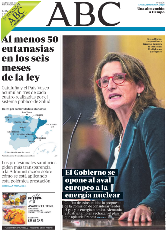 Portadas de la prensa internacional de este lunes 3 de enero de 2022