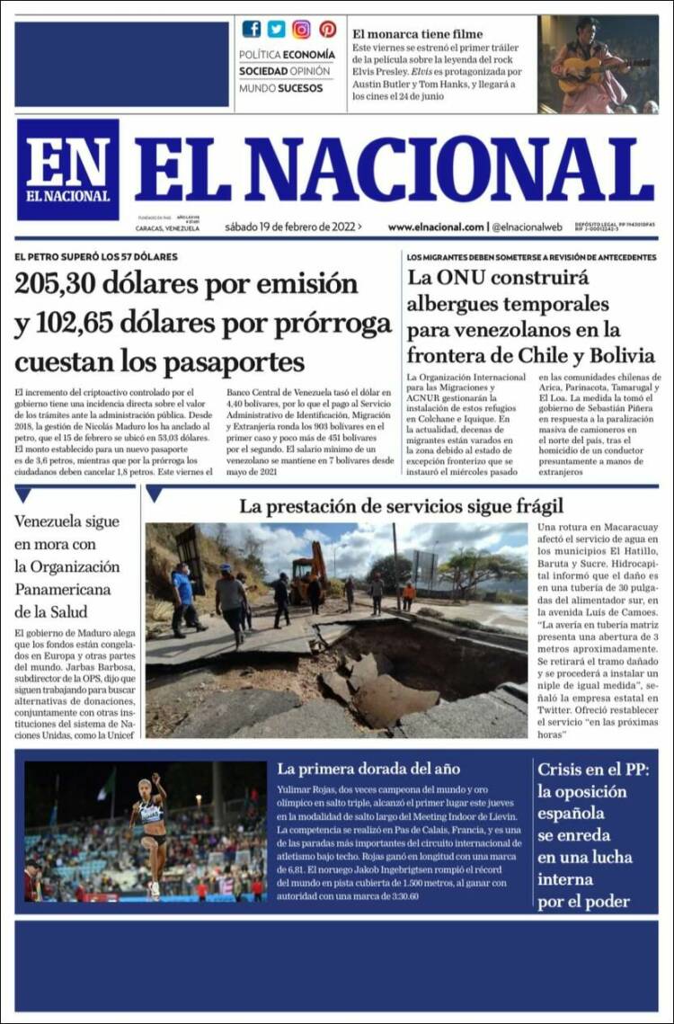 Portadas de este sábado 19 de febrero de 2022