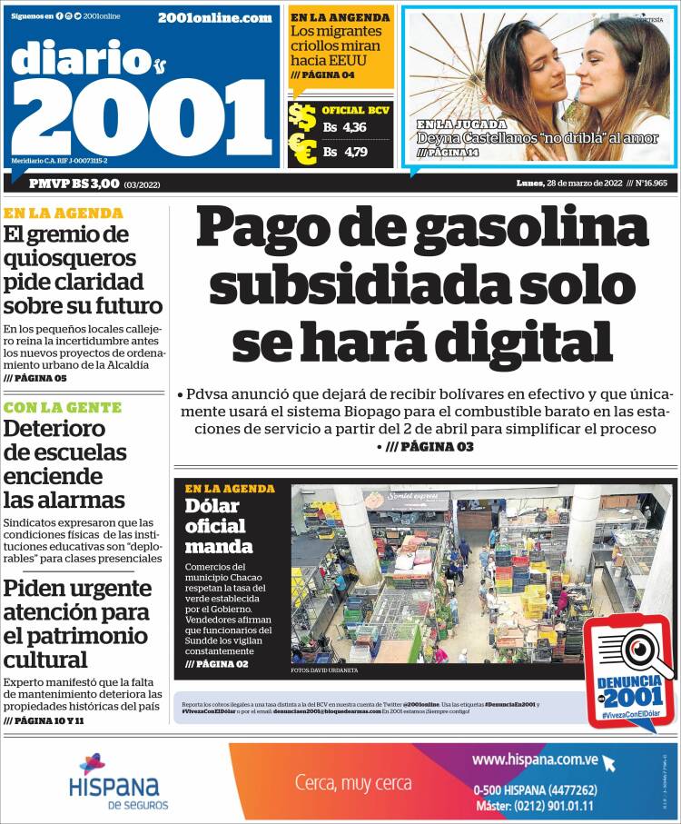 Portadas de este lunes 28 de marzo de 2022