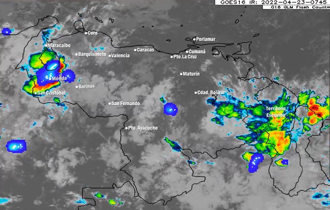 Inameh prevé lluvias o chubascos en algunos estados de Venezuela este #23Abr