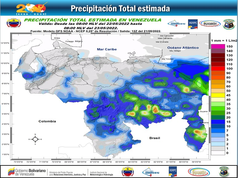 Inameh prevé ráfagas de viento y actividad eléctrica en varios estados de Venezuela #22May