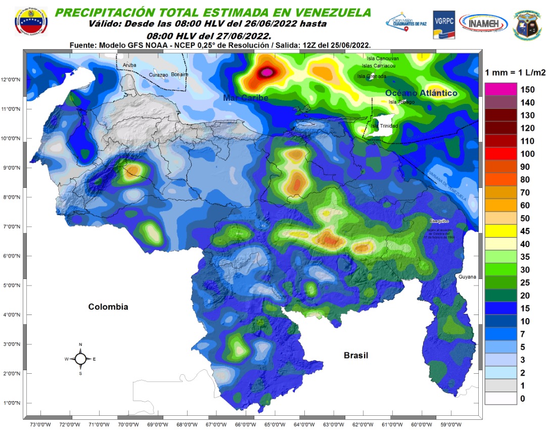 Inameh prevé nubosidad y lluvias en gran parte del país este #26Jun