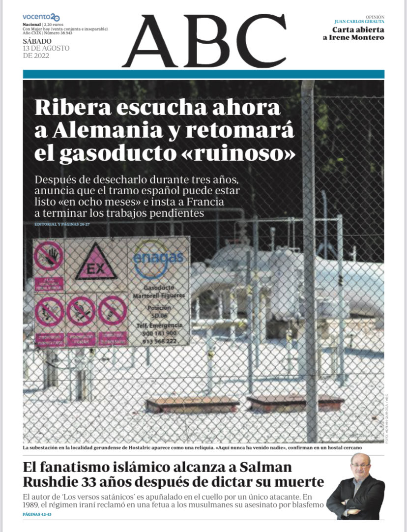 Portadas de la prensa internacional de este sábado 13 de agosto de 2022