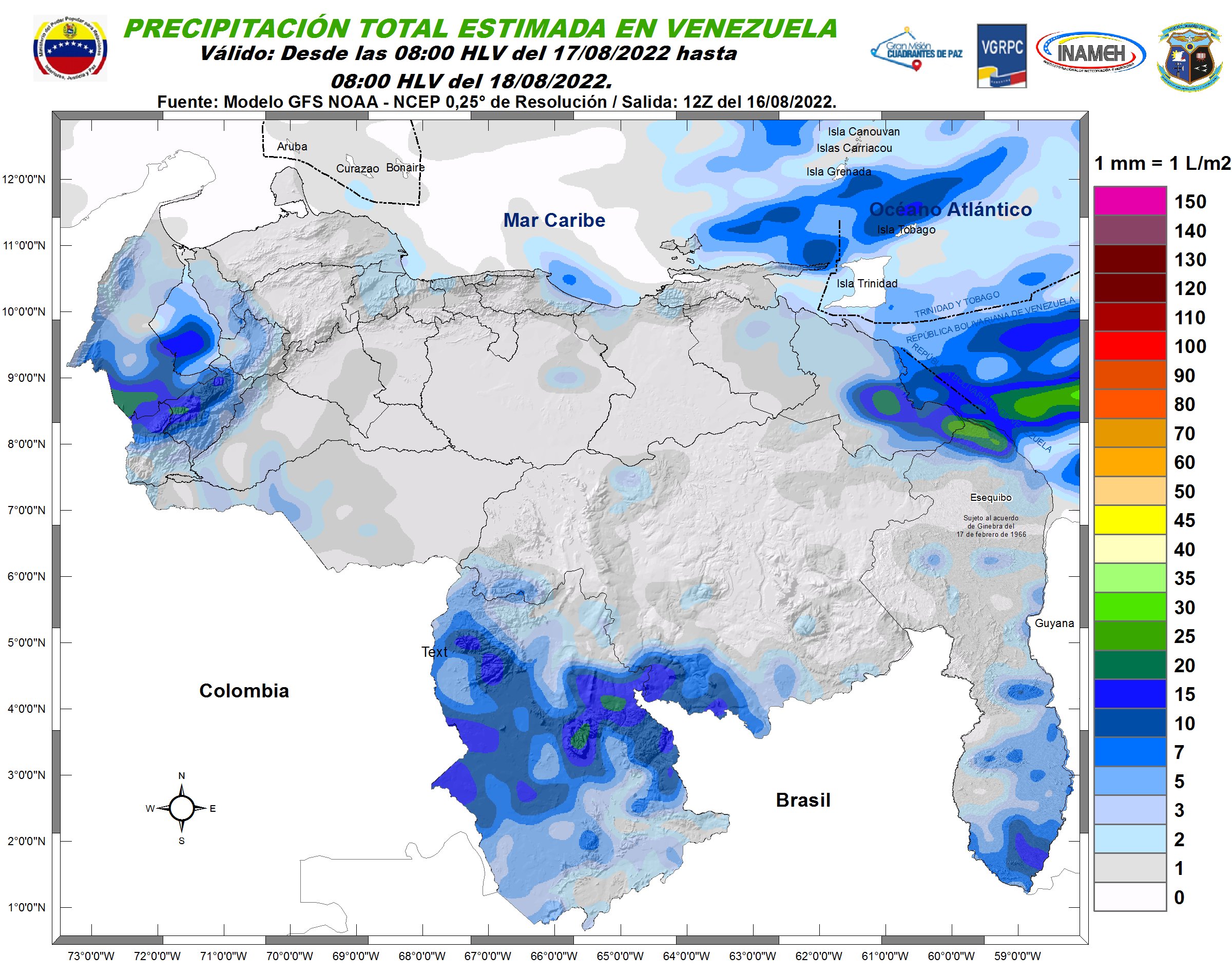 El estado del tiempo en Venezuela este #17Ago, según Inameh