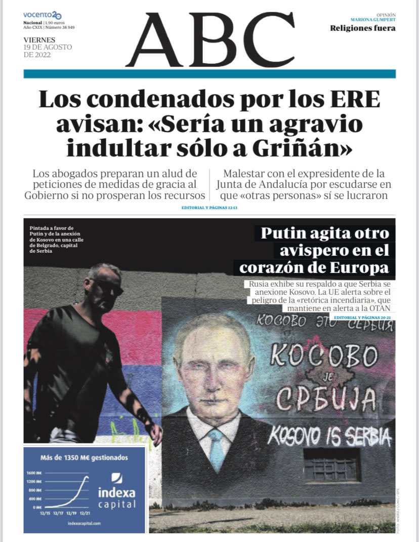 Portadas de la prensa internacional de este viernes 19 de agosto de 2022