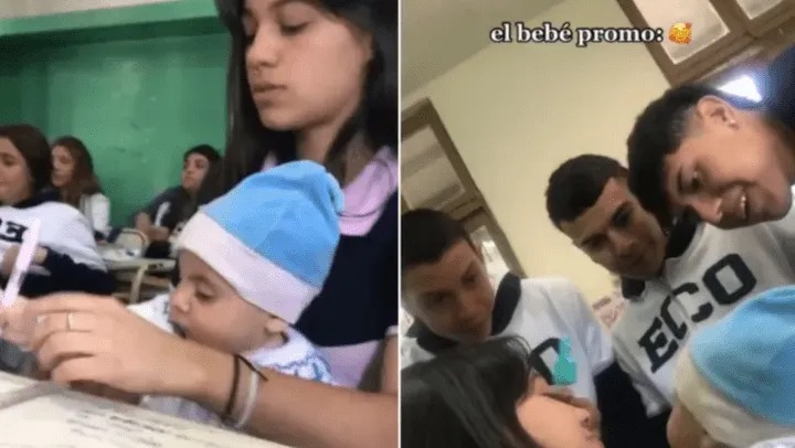 “Ya es un egresado más”: Alumna no tenía con quién dejar a su bebé y terminó llevándolo a su colegio (VIRAL)