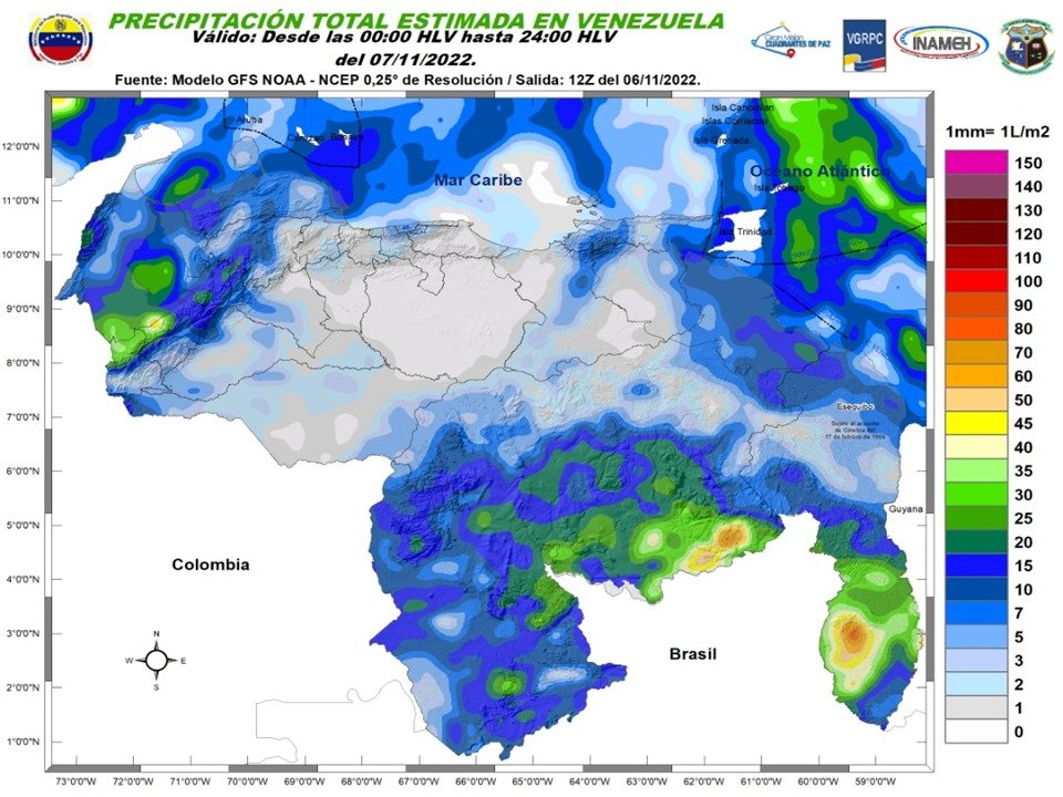 Inameh pronosticó fuertes lluvias con descargas eléctricas en varios estados de Venezuela este #7Nov