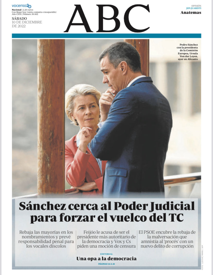 Portadas de la prensa internacional de este sábado 10 de diciembre de 2022