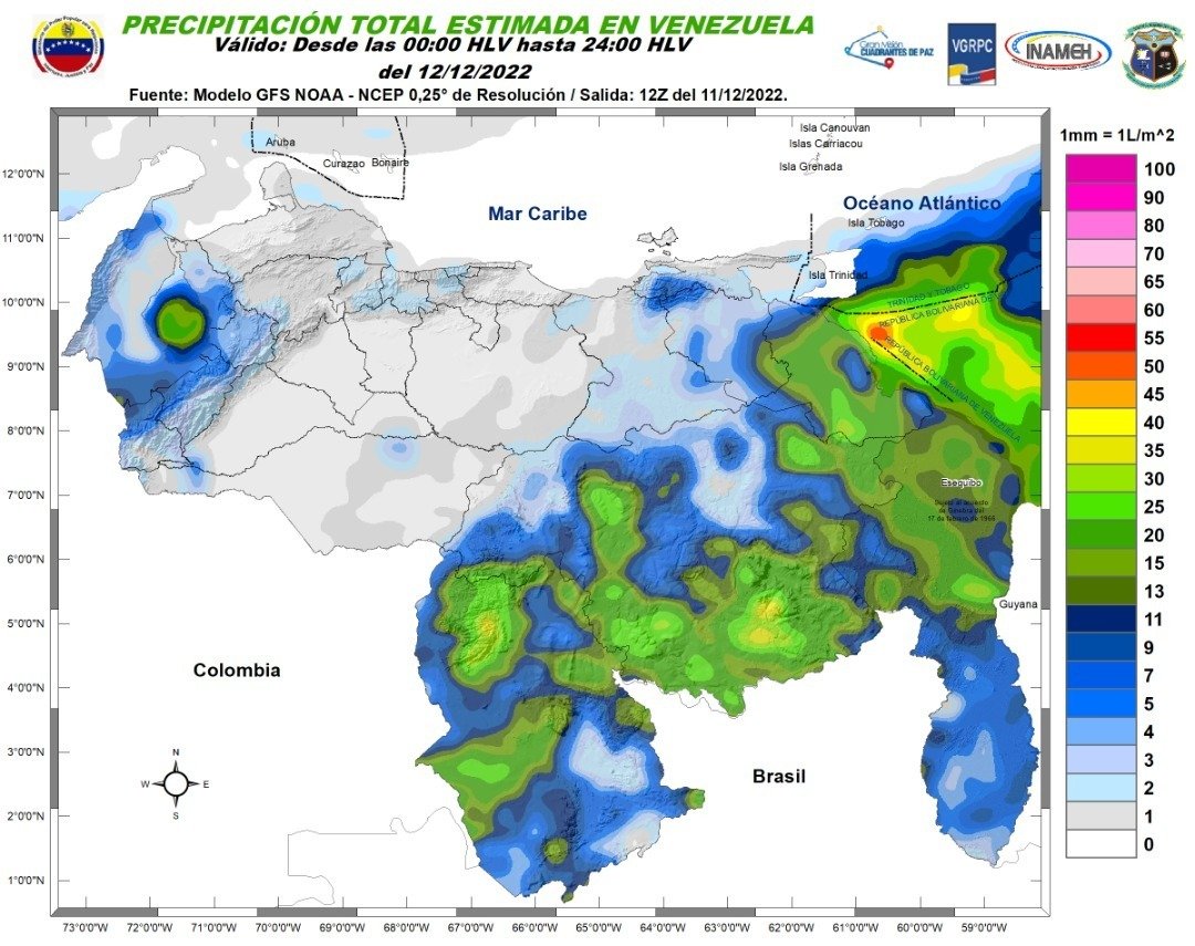 El estado del tiempo en Venezuela este #12Dic, según Inameh