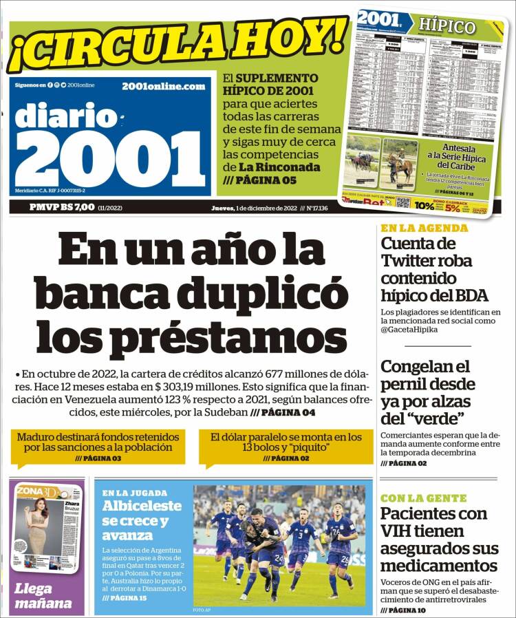 Portadas de este jueves 1 de diciembre de 2022