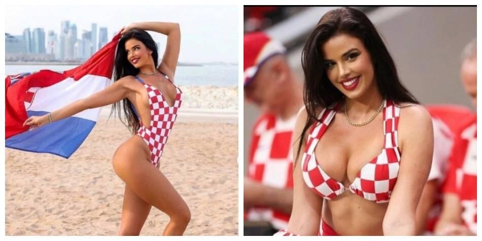 Ivana Knöll reapareció y la sensual hincha de Croacia y “echó al agua” a varios jugadores