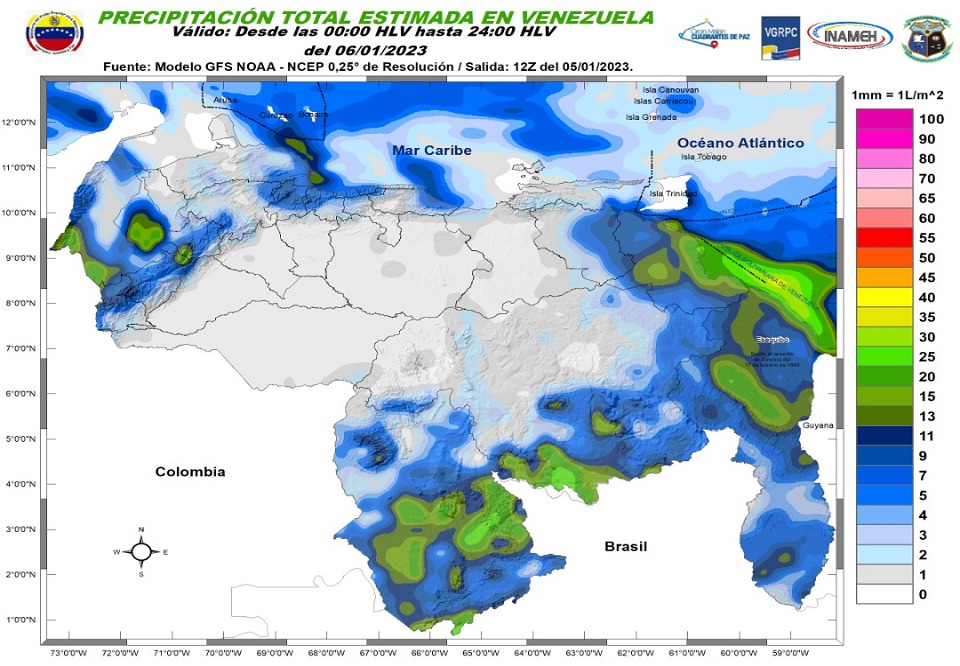 El estado del tiempo en Venezuela este #6Ene, según Inameh