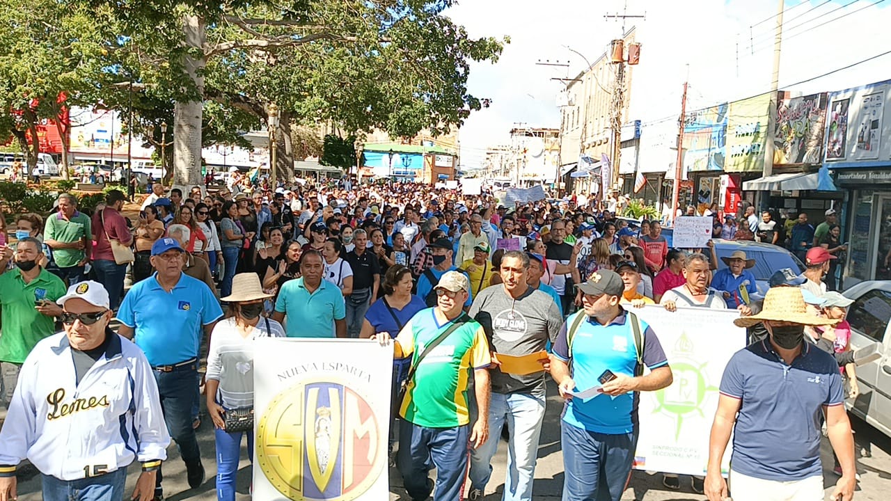 Dirigentes de la CTV presentes en el diálogo tripartito con la OIT, acompañaron marcha de docentes en Porlamar