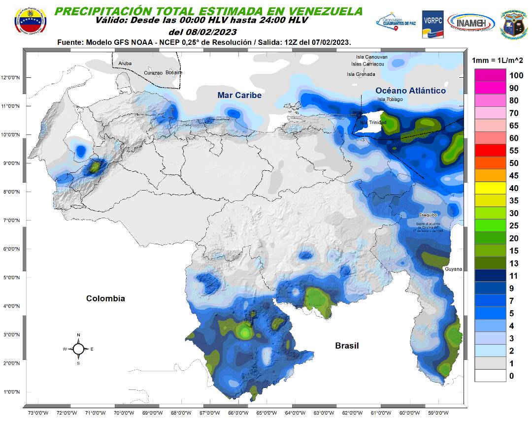 Lluvias y nubosidad se esperan en varias zonas del país, según Inameh este #8Feb