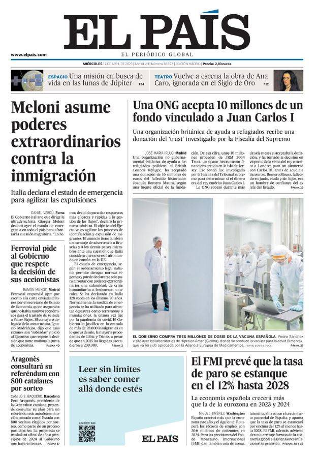 Portadas de la prensa internacional de este miércoles 12 de abril de 2023