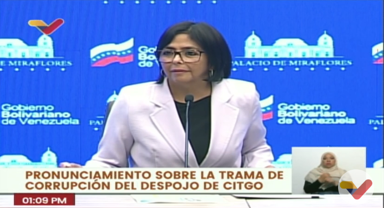 Delcy Eloína apareció soltando “sapos y culebras” tras medidas de la EEUU sobre Citgo