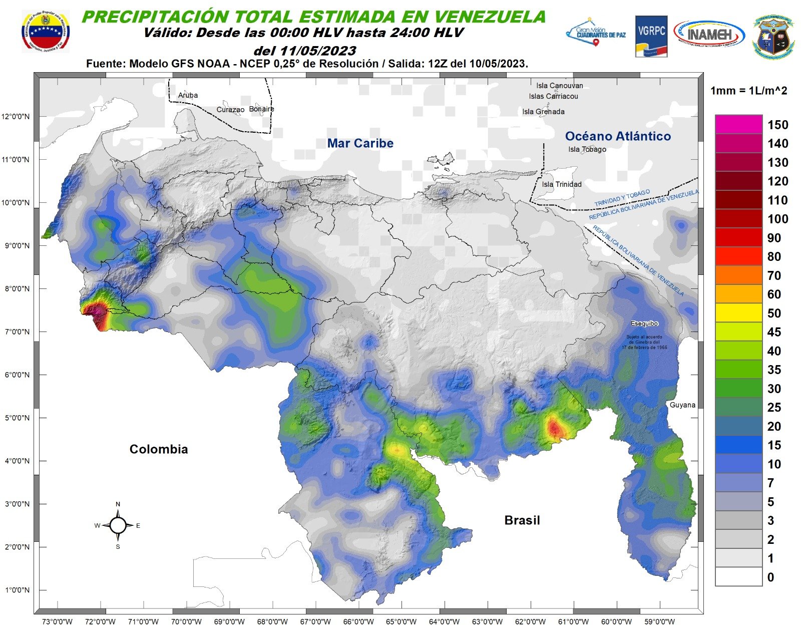 Inameh prevé lloviznas en gran parte de Venezuela este #11May