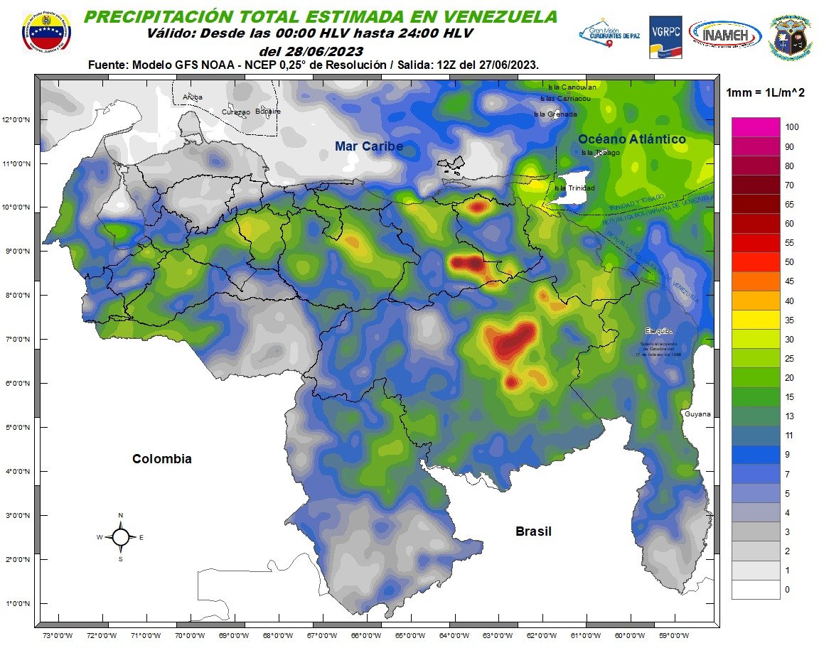 El estado del tiempo en Venezuela este #28Jun, según Inameh