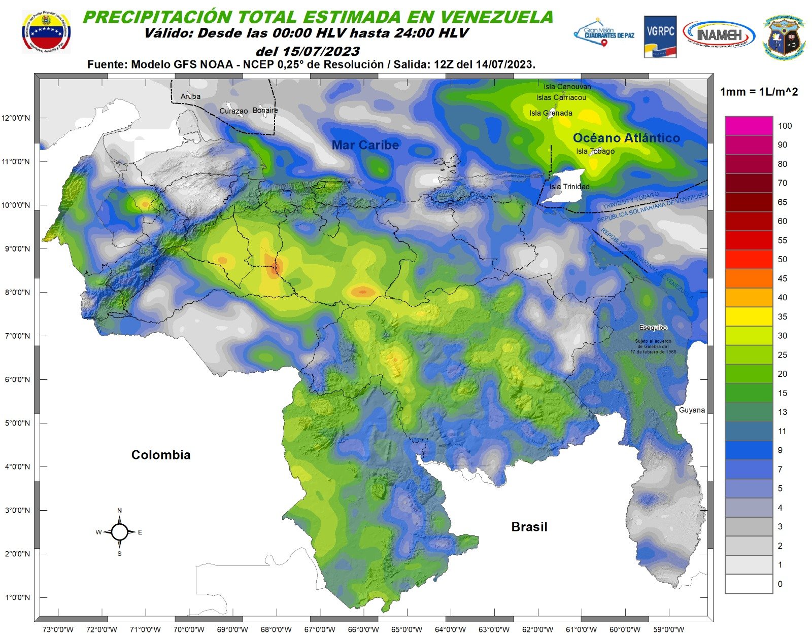 Saquen los paraguas: abundante nubosidad con lluvias y chubascos en gran parte del país este #15Jul, según Inameh