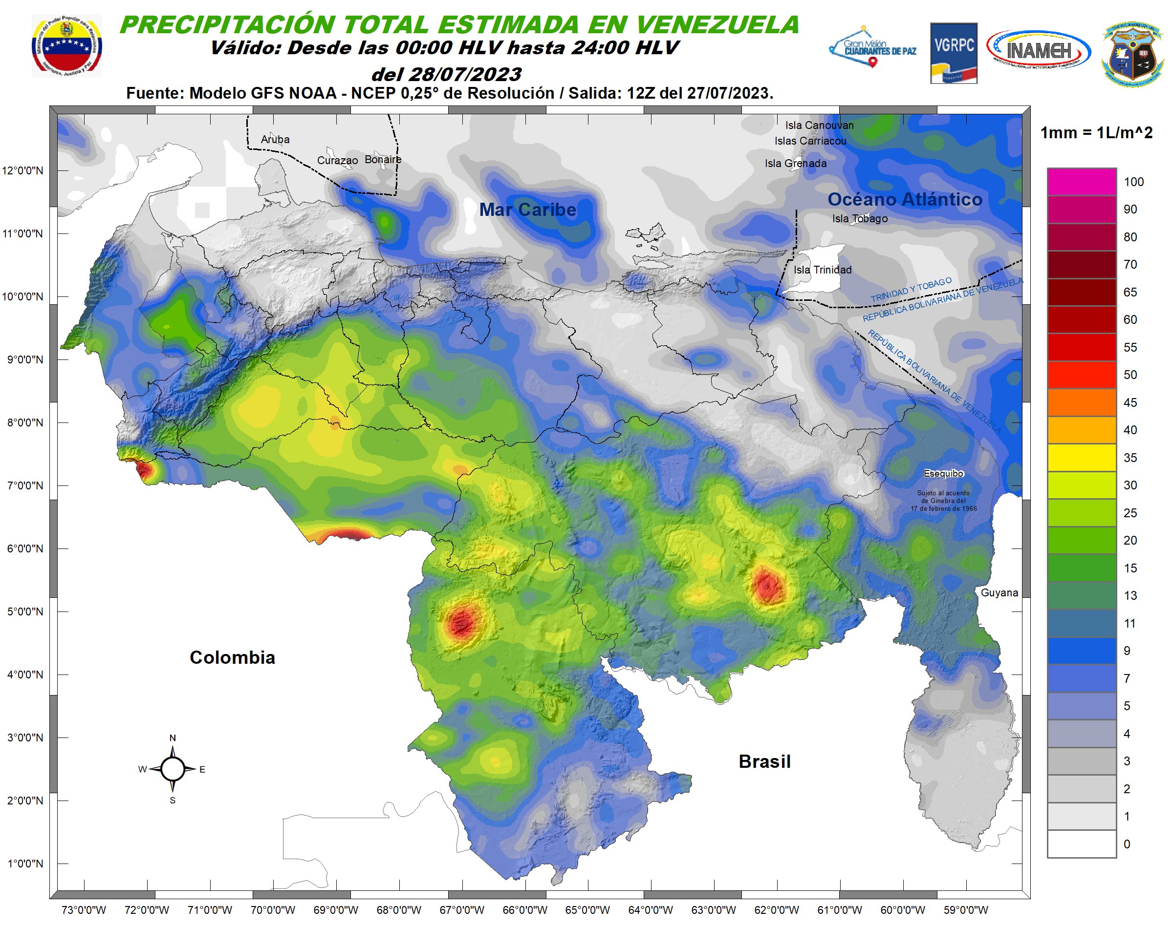 Inameh prevé nubosidad y lluvias en varias zonas de Venezuela este #28Jul