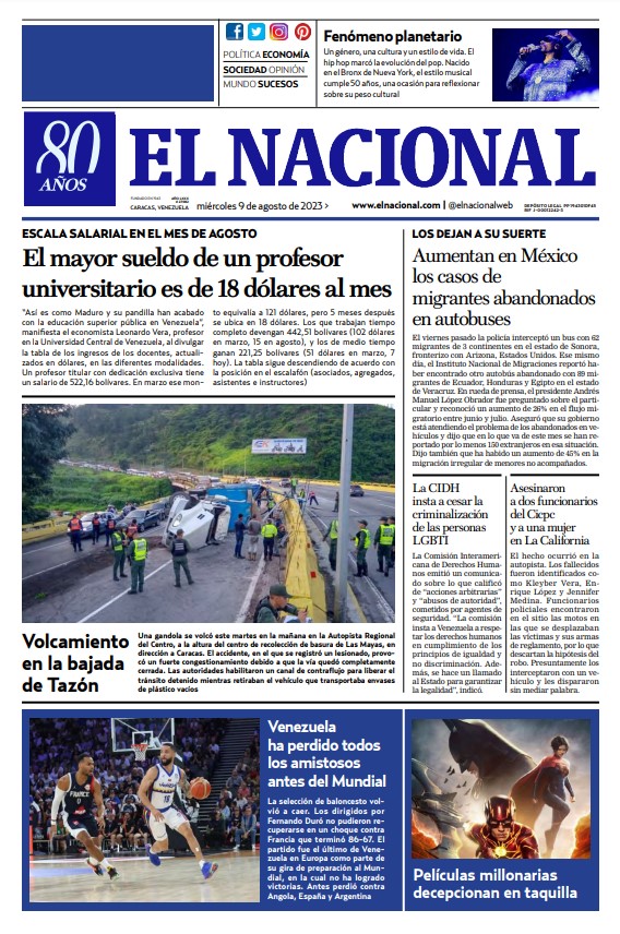 Portadas de este miércoles 9 de agosto de 2023