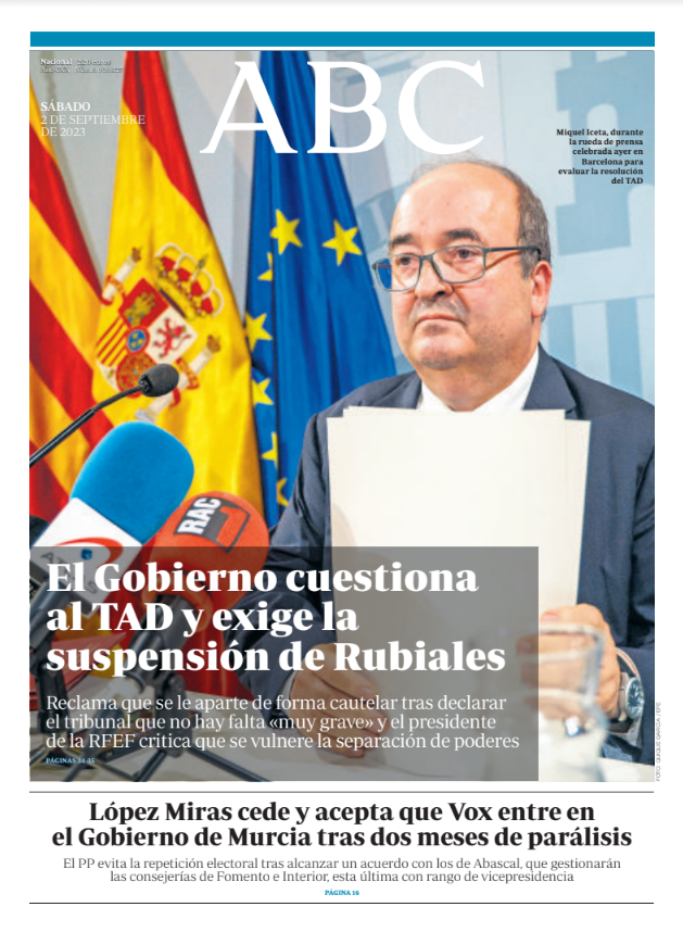 Portadas de la prensa internacional de este sábado 2 de septiembre de 2023