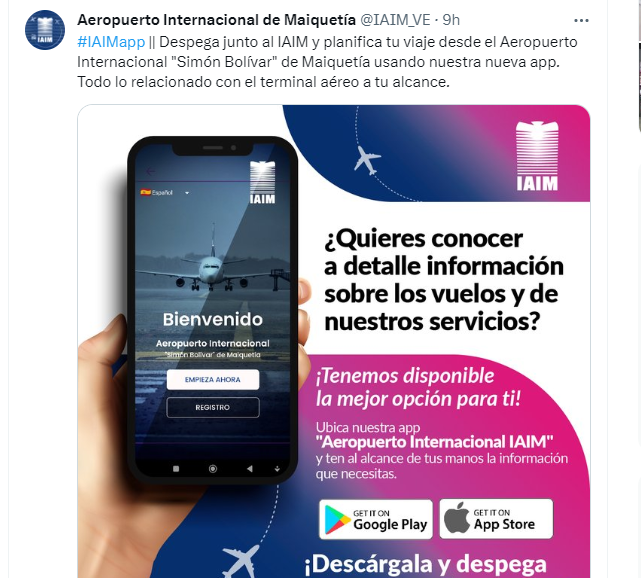 Nueva aplicación del Aeropuerto de Maiquetía permite a viajeros conocer el estatus de sus vuelos