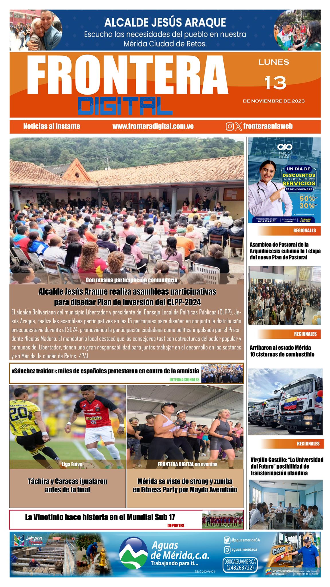 Portadas de este lunes 13 de noviembre de 2023