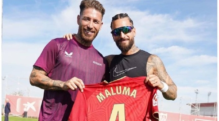 VIDEO: Maluma desafió a Sergio Ramos en fútbol y así resultó todo