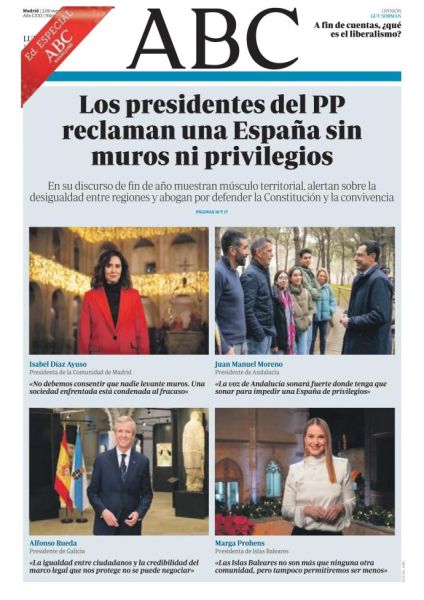 Portadas de la prensa internacional de este lunes 1 de enero de 2024