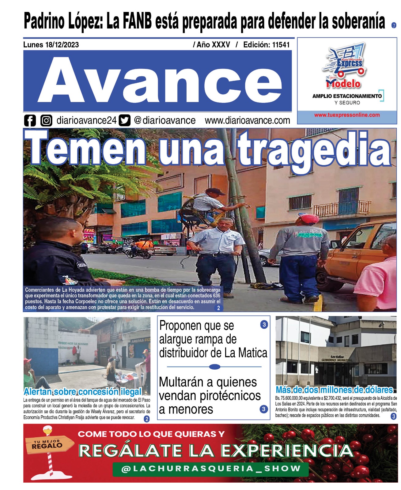 Portadas de este lunes 18 de diciembre de 2023