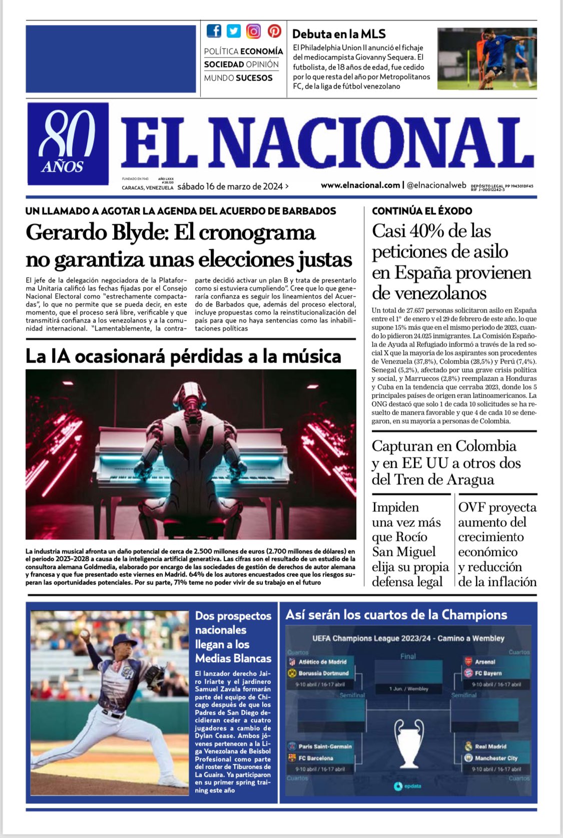 Portadas de este sábado 16 de marzo de 2024