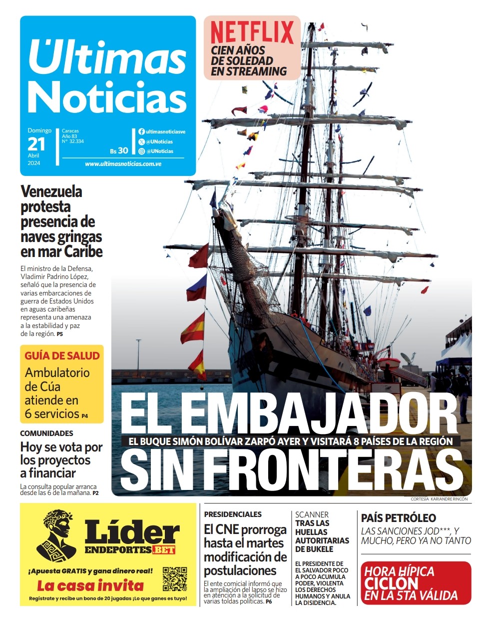 Portadas de este domingo 21 de abril de 2024