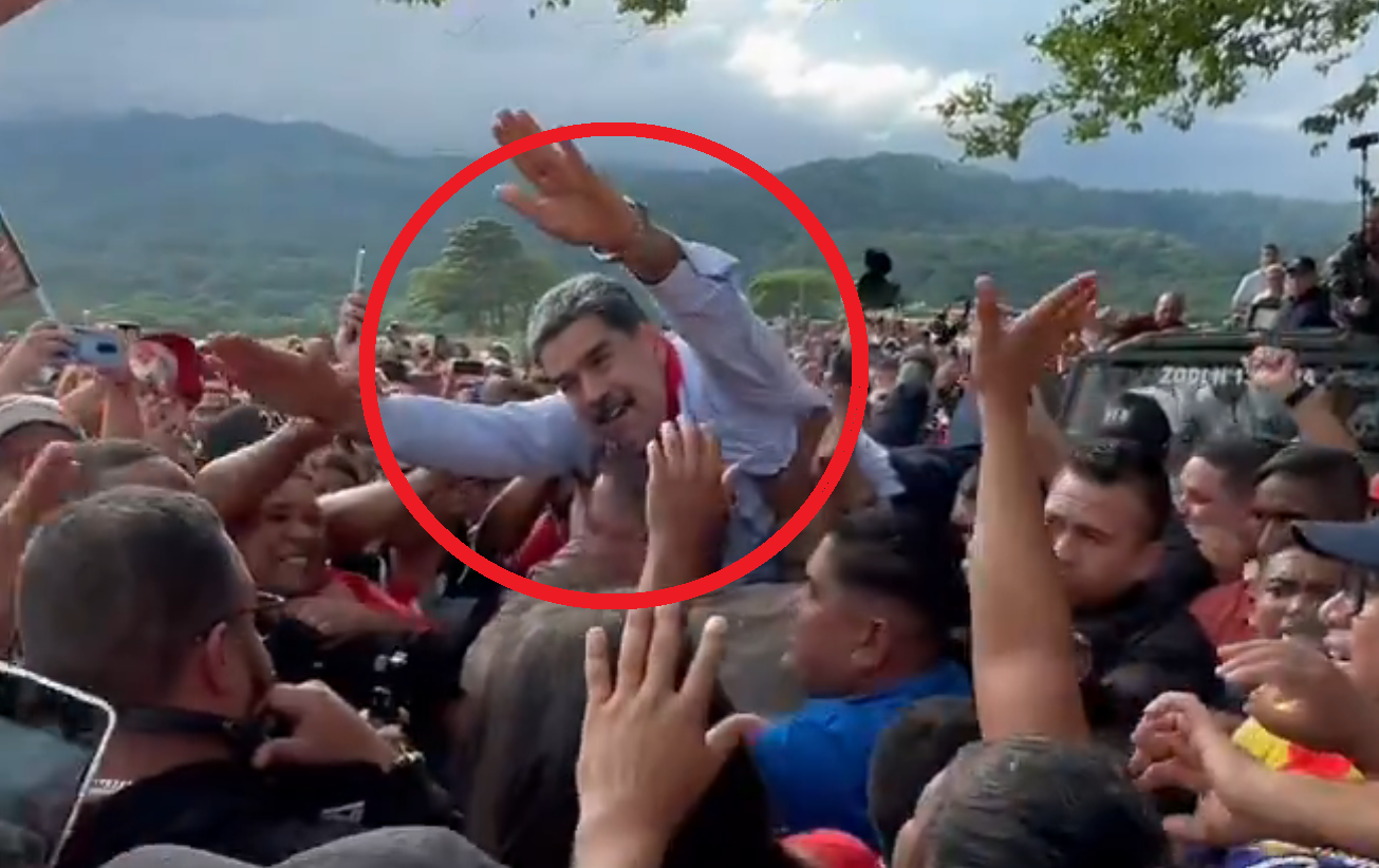 VIDEO: Maduro intentó volar como “Súper Bigote”, pero acabó en los brazos de sus angustiados escoltas