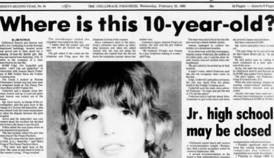 El misterio de Jo-Anne Pedersen, la niña que desapareció en una cabina telefónica hace 40 años