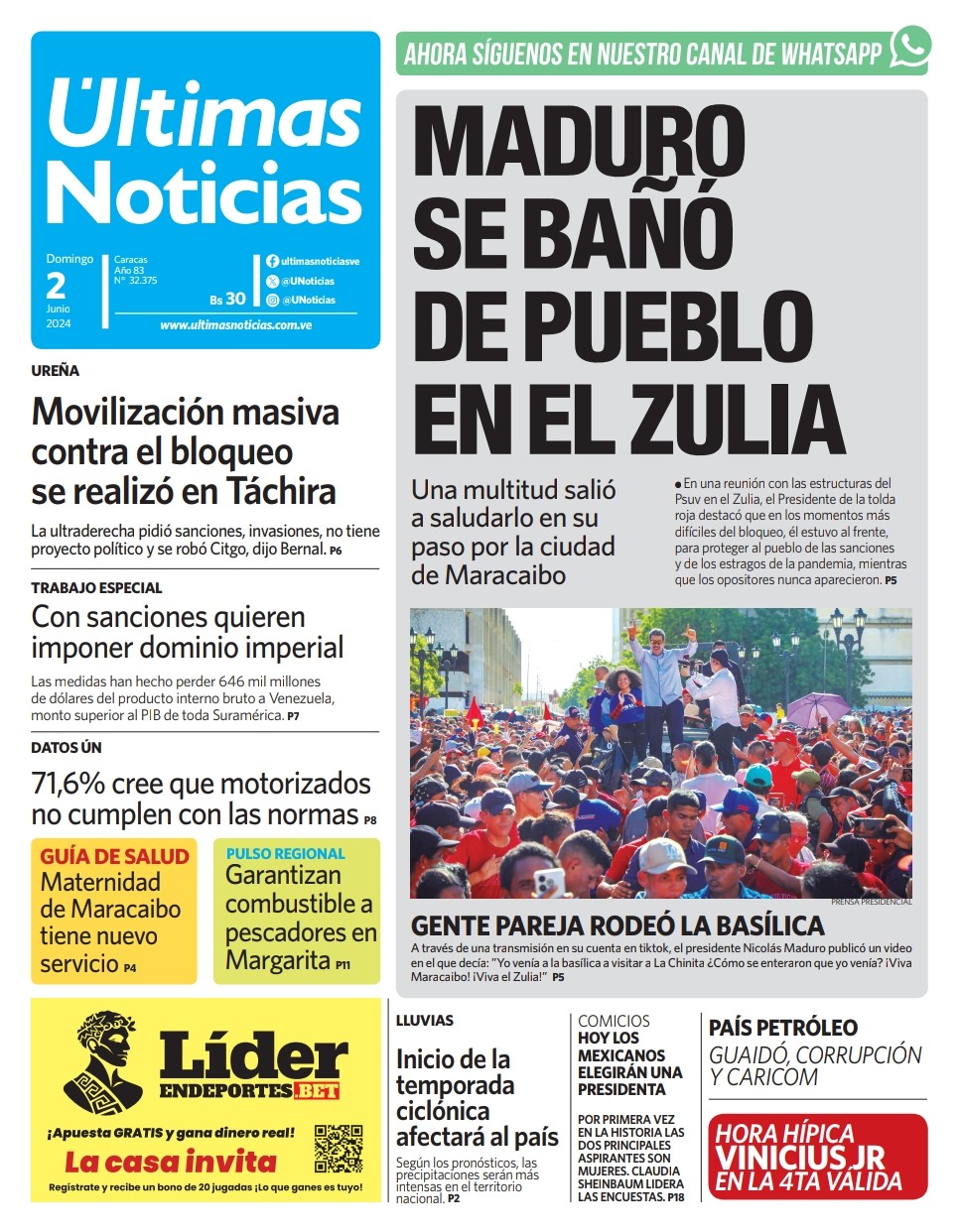 Portadas de este domingo 2 de junio de 2024