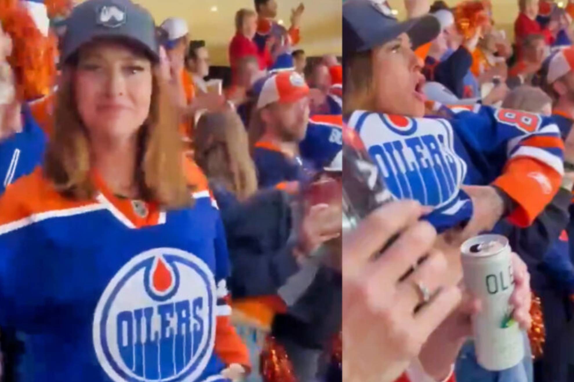 No apto para cardíacos: Fanática celebró victoria de su equipo en hockey con los SENOS al aire (VIDEO)