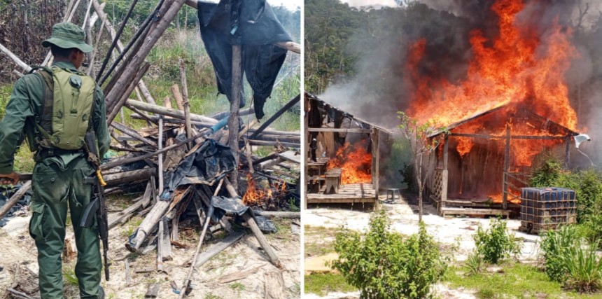 Destruyen más de 80 estructuras de “minería ilegal” en la selva venezolana