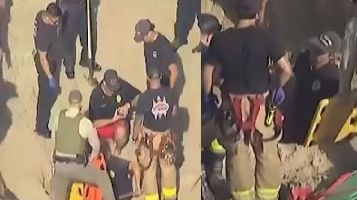 El impresionante rescate de una joven enterrada hasta el cuello en una playa de California (VIDEO)